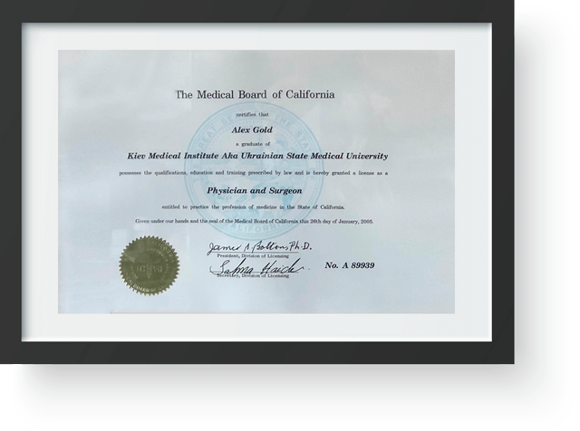 Dr. Gold sertificate
